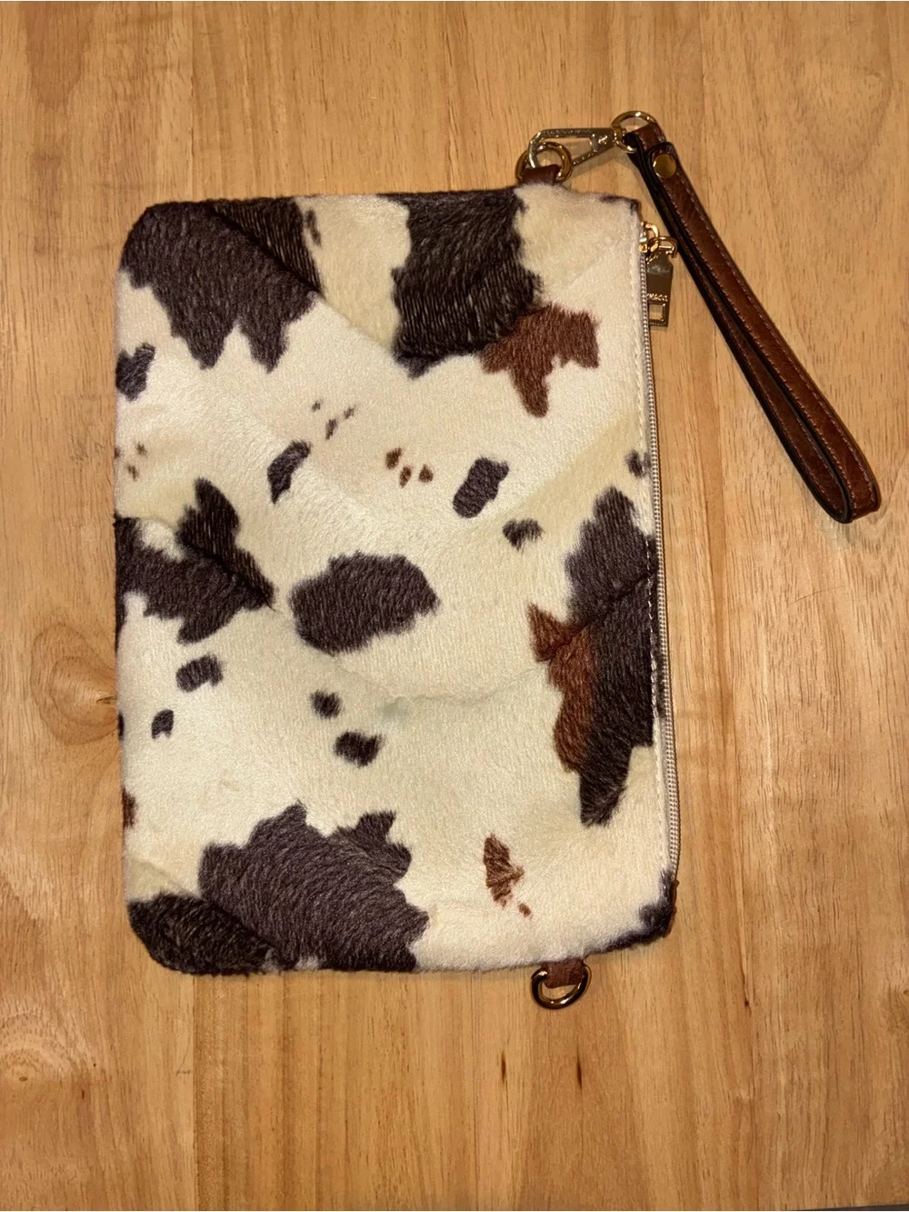 Y2K Western Cow Print Hair-On-Hide Wristlet Clutch Bag